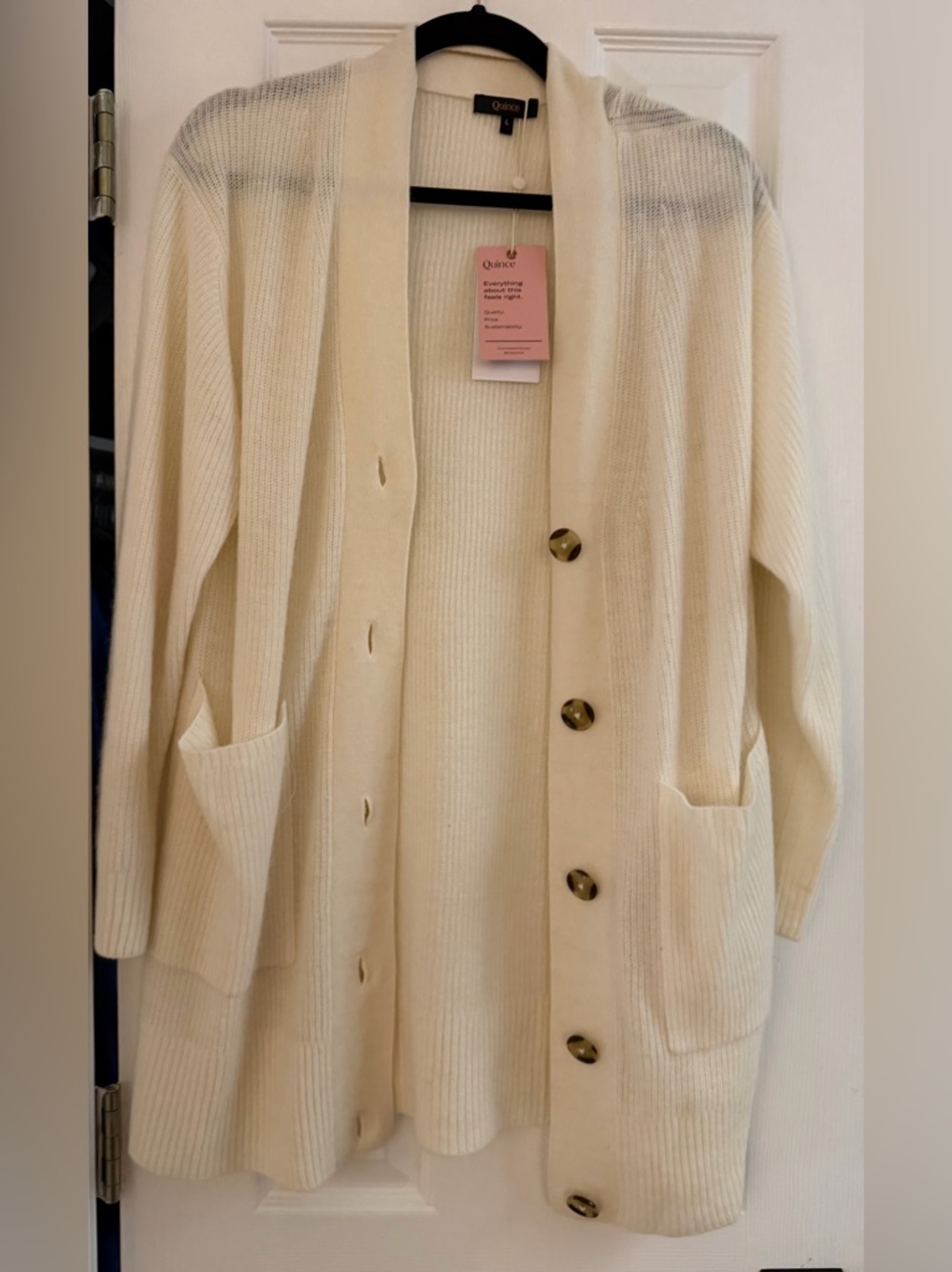 Quince NWT Baby Alpaca Wool Cozy Cream Button-Front Long Cardigan